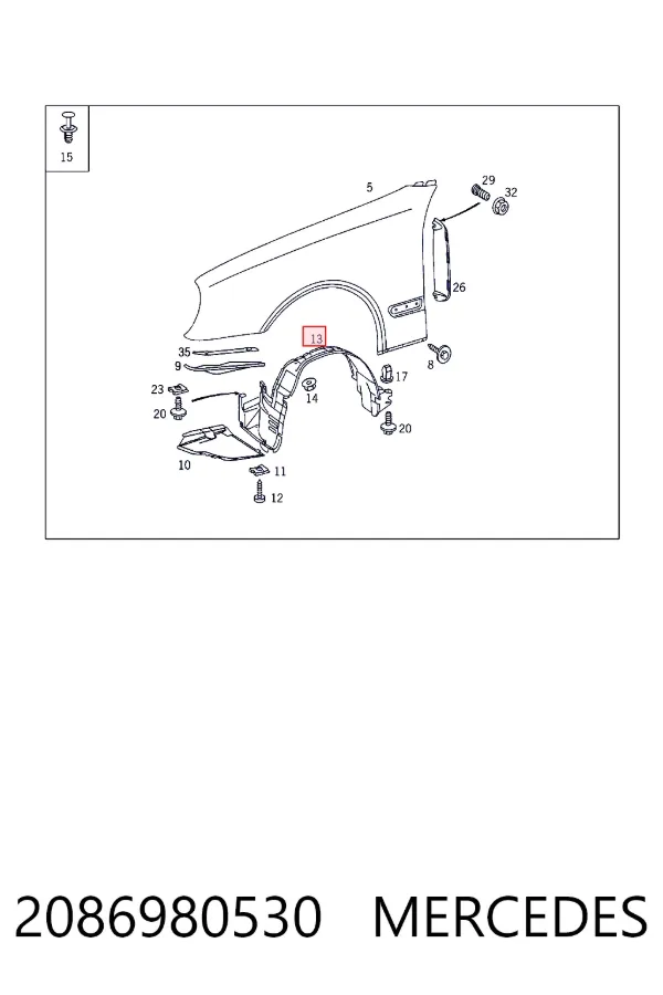 Подкрылок передний левый 2086980530 Mercedes