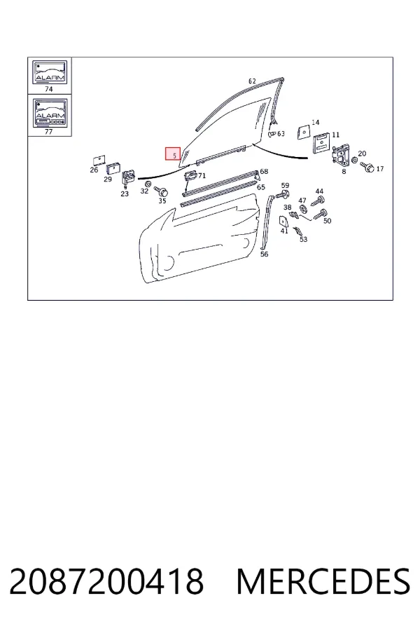 Стекло пассажирской двери Mercedes A2087200418 цена, от 43.79 USD