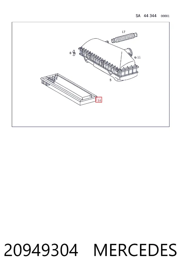 Воздушный фильтр A0020949304 Mercedes