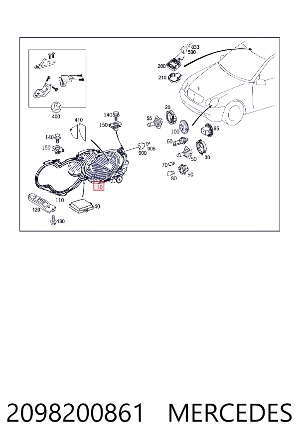 Правая блок фара Mercedes A2098200861 цена, от 863.64 USD