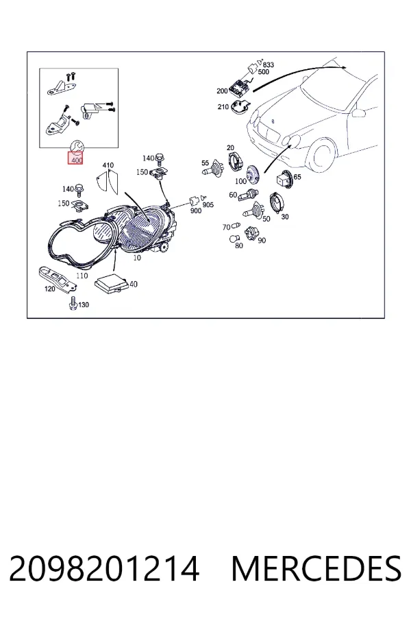 Крепление фары передней, правой Mercedes A2098201214 цена, от 118.33 USD