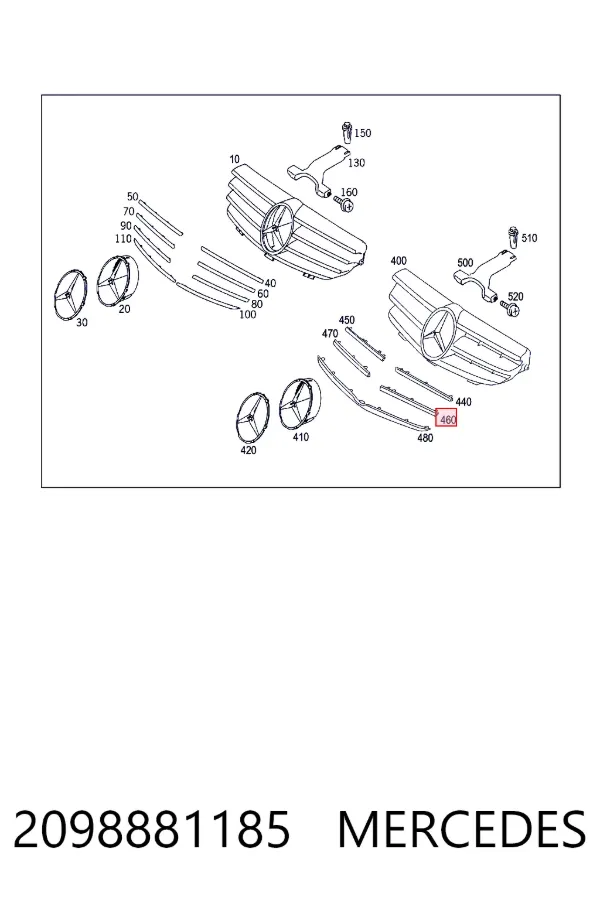 Облицовка радиатора Mercedes A2098881185 цена, от 24.09 USD
