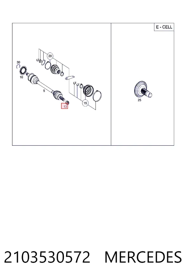 A2103530572 Mercedes Гайка полуоси передней