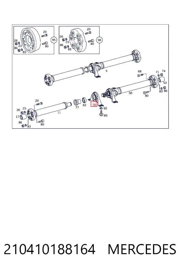 Подвесной подшипник карданного вала A2104101881 Mercedes