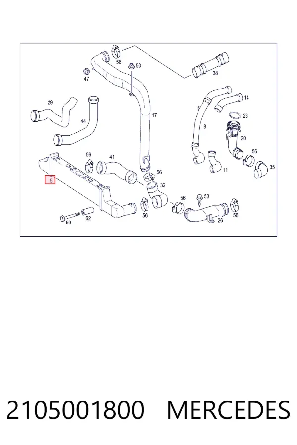 Радиатор интеркуллера Mercedes A2105001800