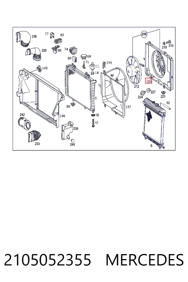 Диффузор радиатора охлаждения Mercedes A2105052355 цена, от 63.35 USD