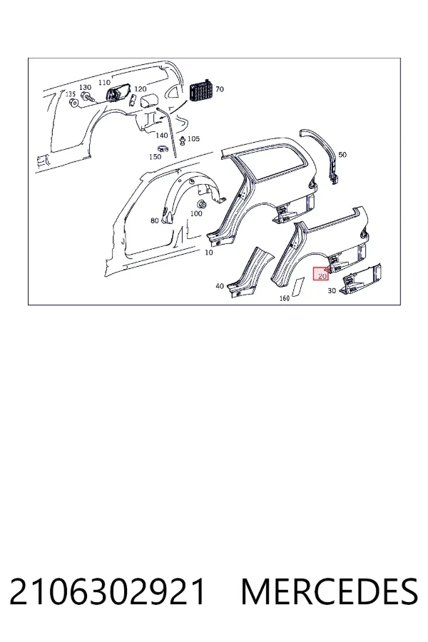 Боковая часть задняя левая Mercedes A2106302921 цена, от 1535.71 USD