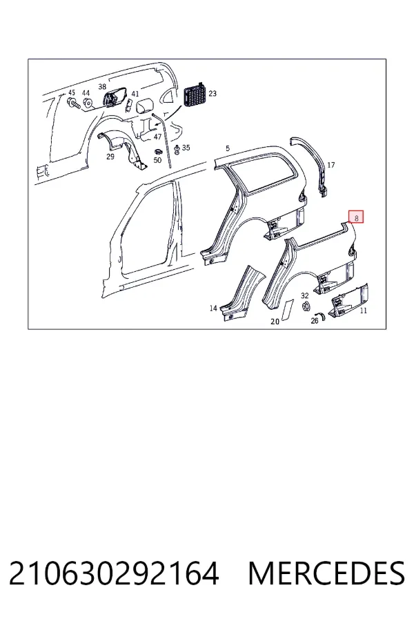 Купить A2106302921 Mercedes Крыло заднее левое