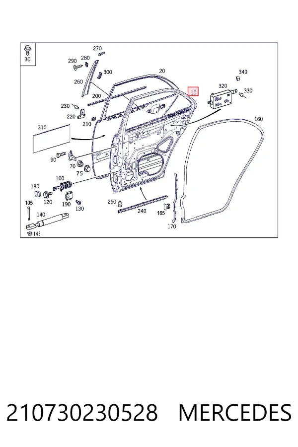 Дверь задняя левая 210730230528 Mercedes