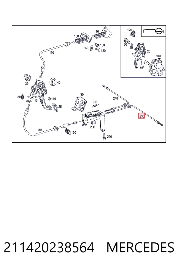 Трос ручного тормоза задний Mercedes A2114202385 цена, от 11.82 USD