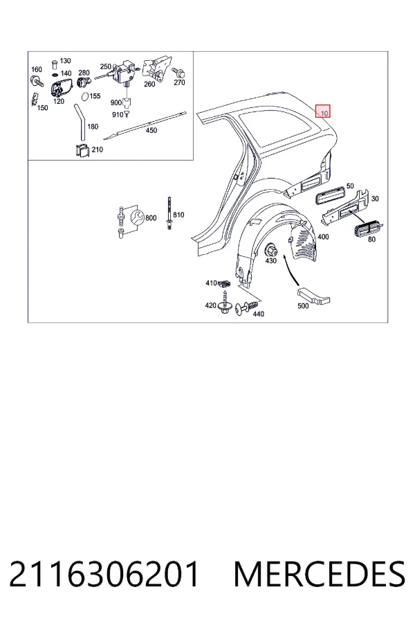 Боковая часть задняя правая Mercedes A2116306201 цена, от 206.51 USD