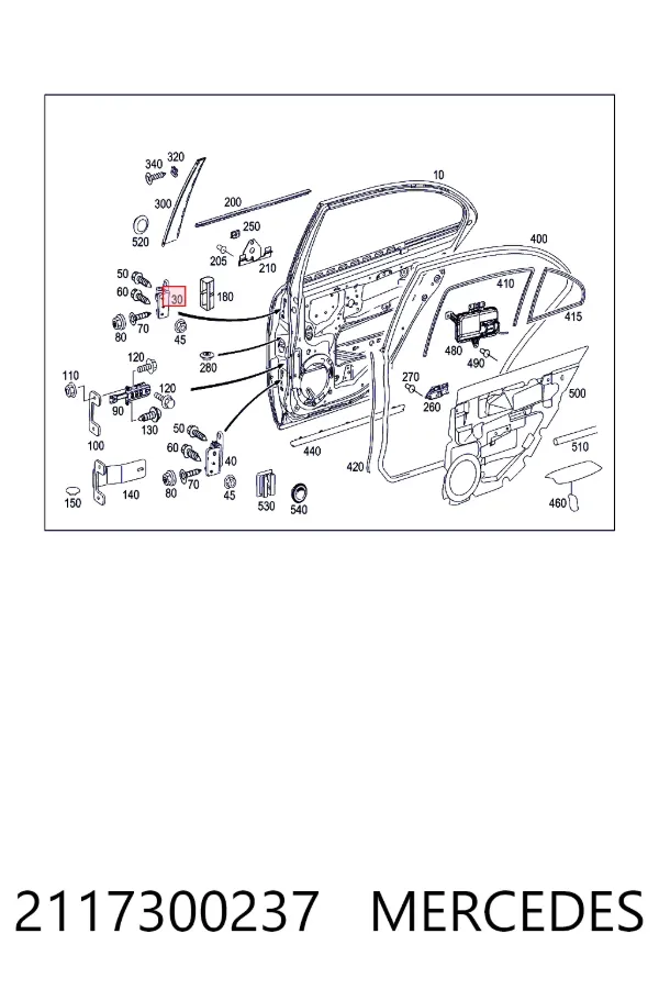 Купить A2117300237 Mercedes Завеса двери задней правой