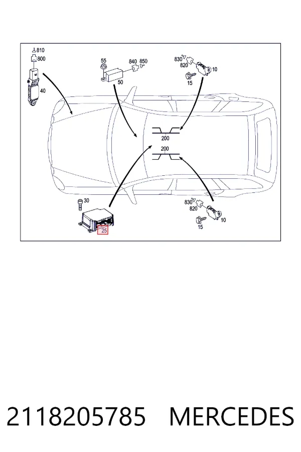 Модуль-процессор управления подушкой безопасности (ЭБУ AIRBAG) 2118205785 Mercedes