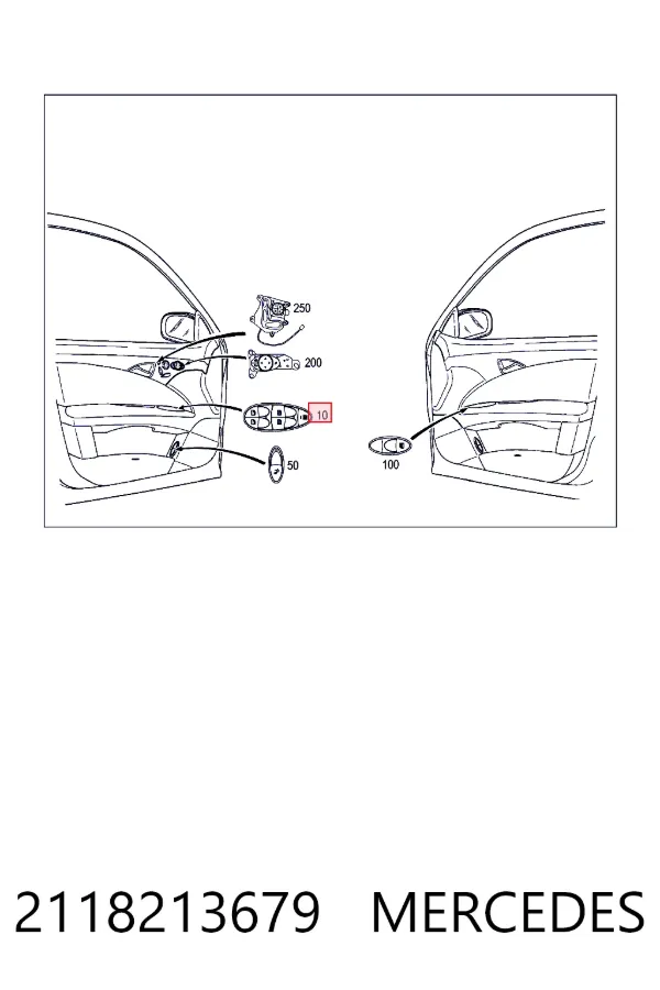Кнопки переднего левого стеклоподъемника Mercedes A2118213679