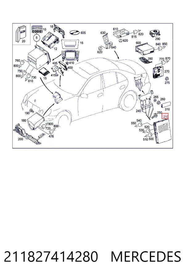 Усилитель звука аудиосистемы 211827414280 Mercedes