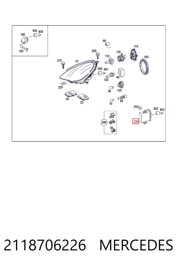Купить A2118706226 Mercedes Модуль управления (ЭБУ) угла наклона фар