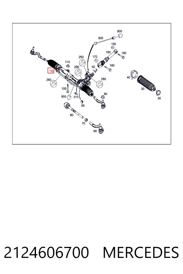 Рейка рулевая Mercedes A2124606700