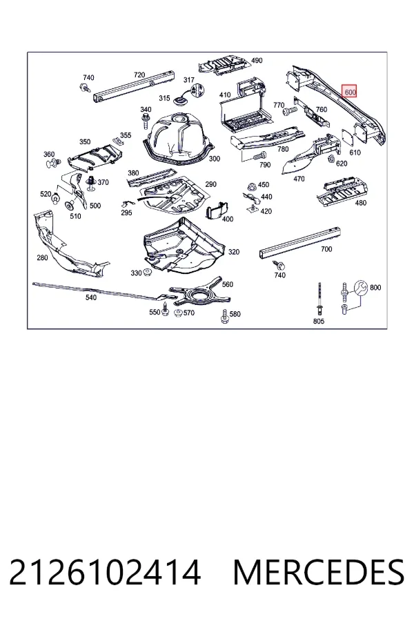 Усилитель бампера заднего Mercedes A2126102414