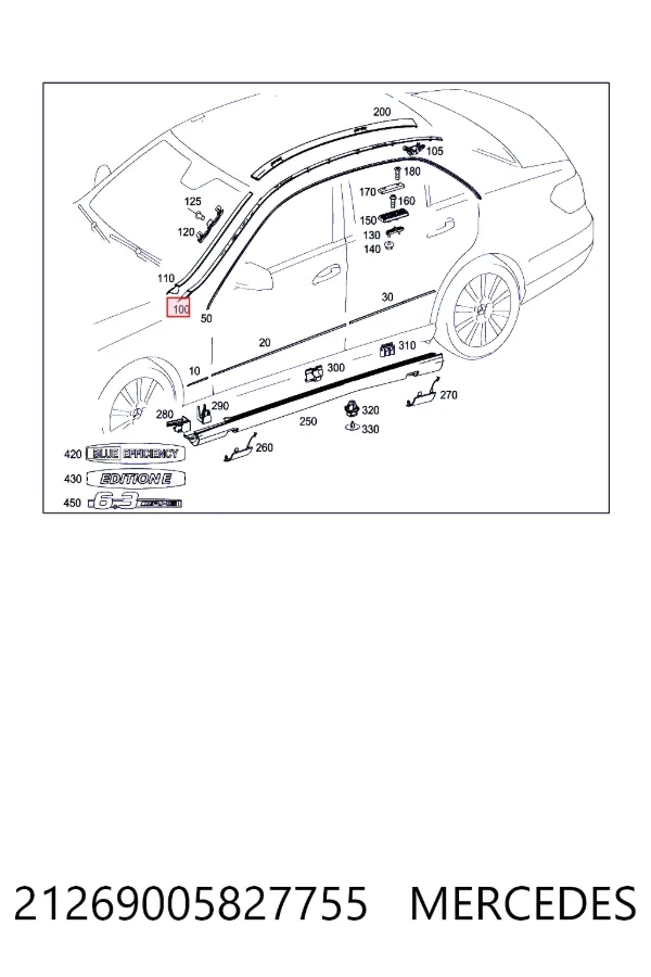 Молдинг крыши левый Mercedes A21269005827755 цена, от 107.69 USD