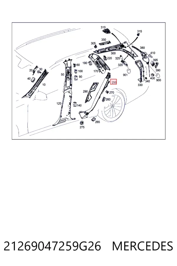 Обшивка стойки кузова внутренняя задняя левая Mercedes A21269047259G26 цена, от 21.54 USD