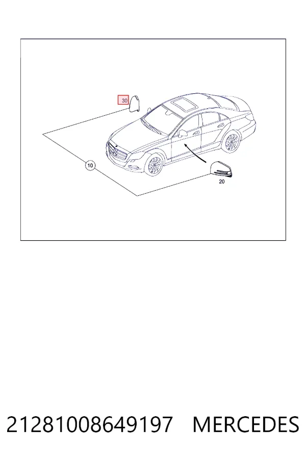 Купить A2128100864 Mercedes Накладка/крышка зеркала заднего вида, правая