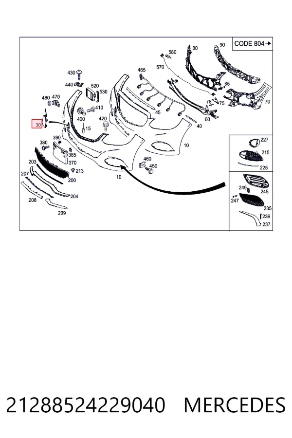 Заглушка бампера буксировочного крюка Mercedes A2128852422