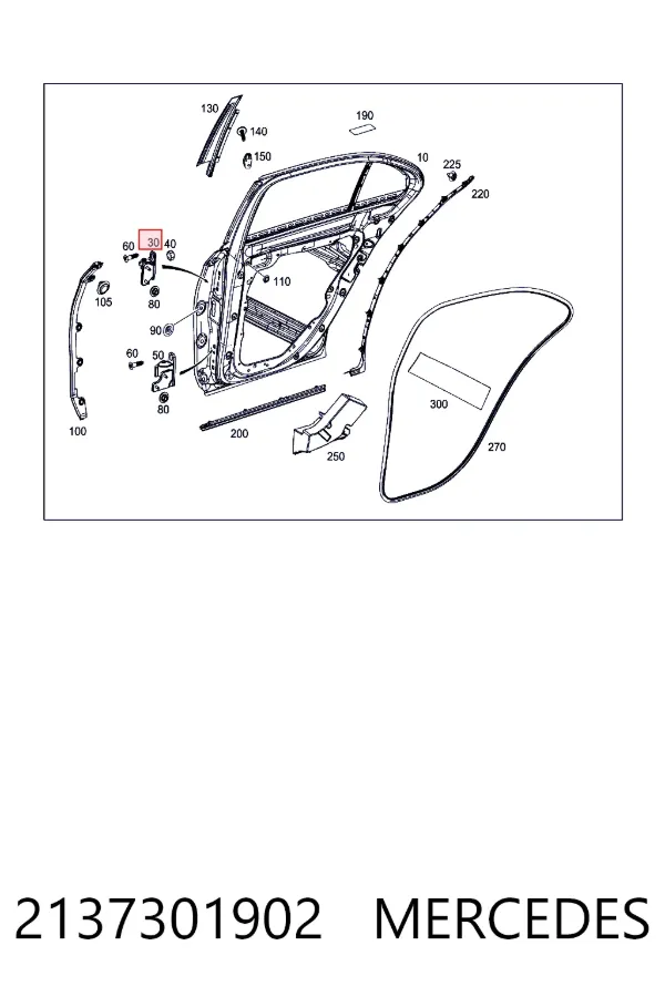 Петля задней двери, левой Mercedes A2137301902