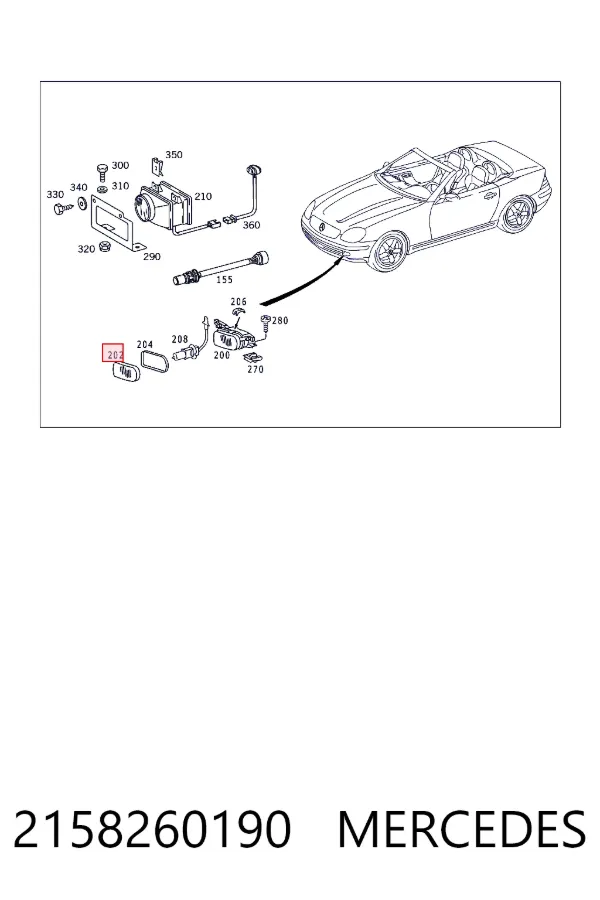 Стекло фары противотуманной левой 2158260190 Mercedes