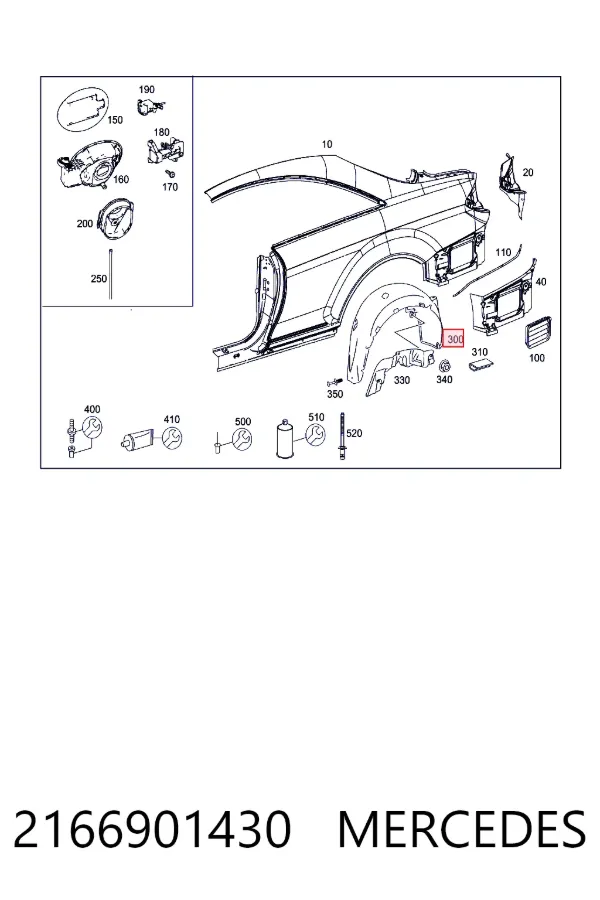 Купить A2166901430 Mercedes Лючок б/бака