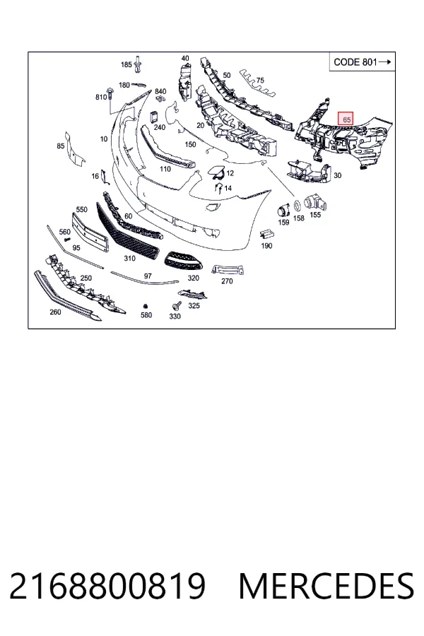 Энергопоглотитель переднего бампера Mercedes A2168800819 цена, от 103.11 USD
