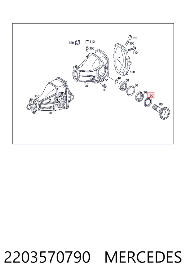 Кольцо стопорное подшипника задней полуоси 2203570790 Mercedes