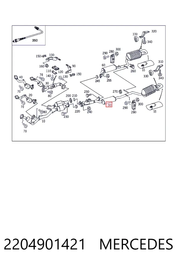 Выхлоп задний Mercedes A2204901421 цена, от 1239.83 USD