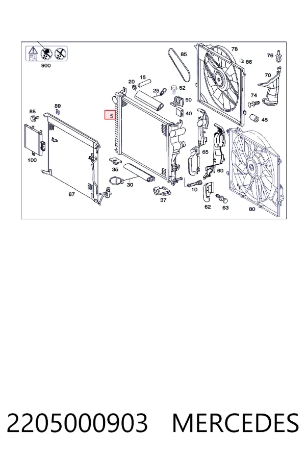 Радиатор охлаждения двигателя Mercedes A2205000903 цена, от 130.83 USD