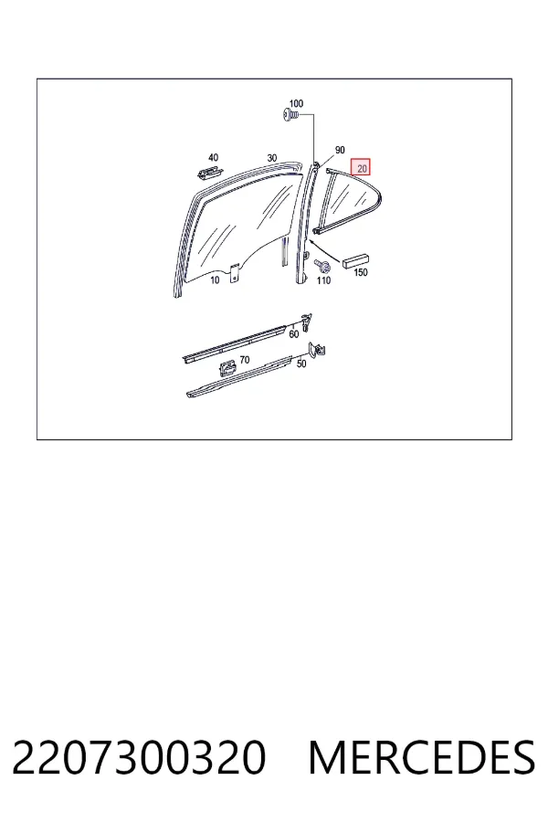Купить A2207300320 Mercedes Уголок задней левой двери