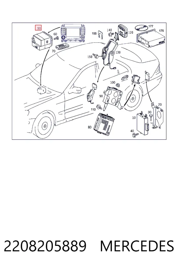 Купить A2208205889 Mercedes Заводская магнитола