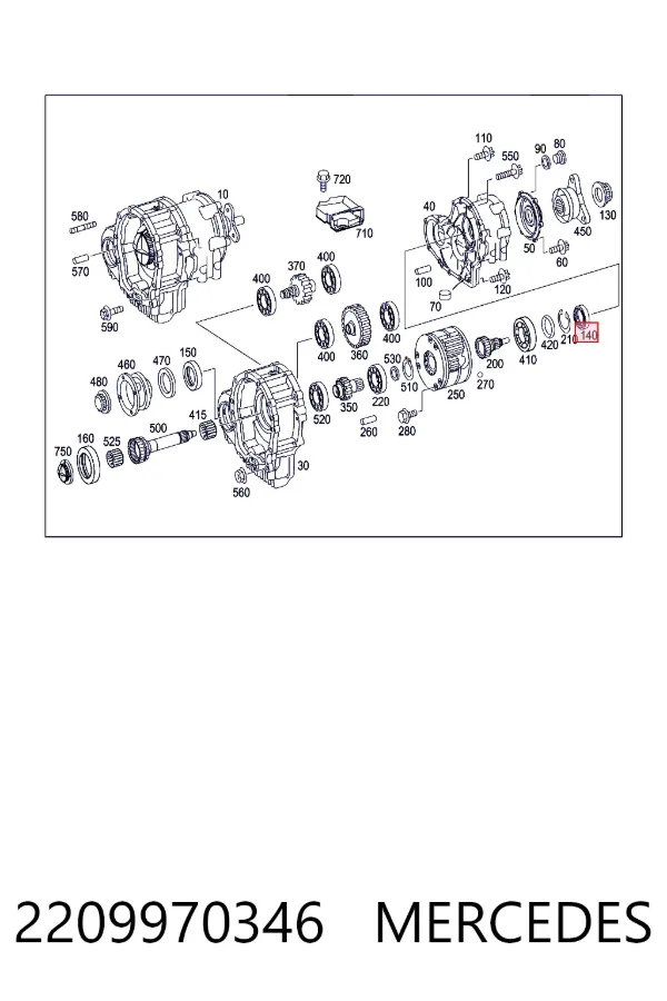 Сальник раздаточной коробки задний выходной 2209970346 Mercedes