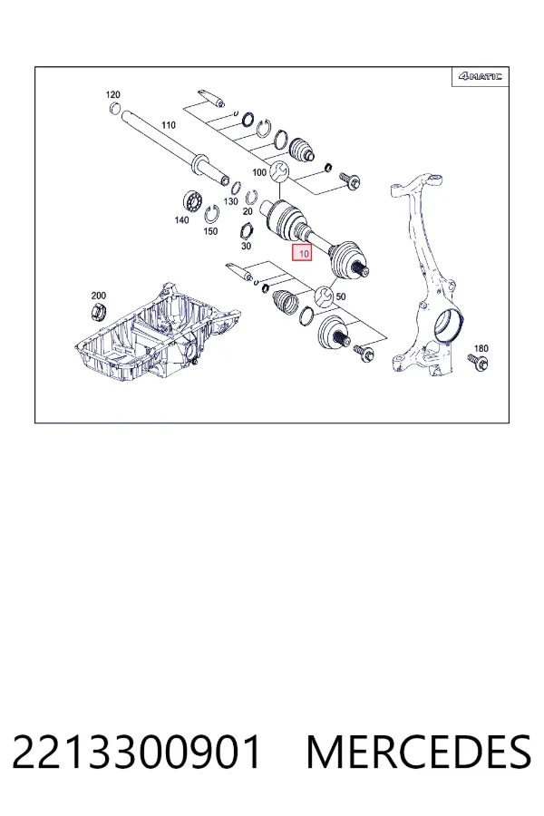 Привод правый Mercedes A2213300901
