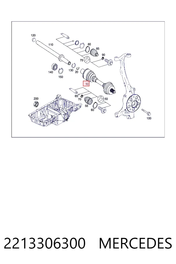 A2213306300 Mercedes Полуось передняя левая