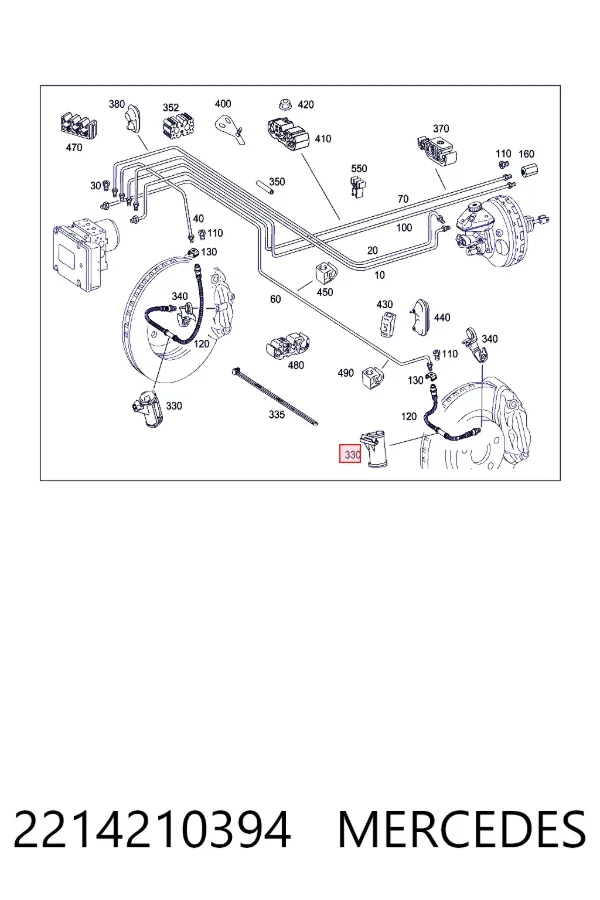Купить A2214210394 Mercedes Скоба тормозной трубки