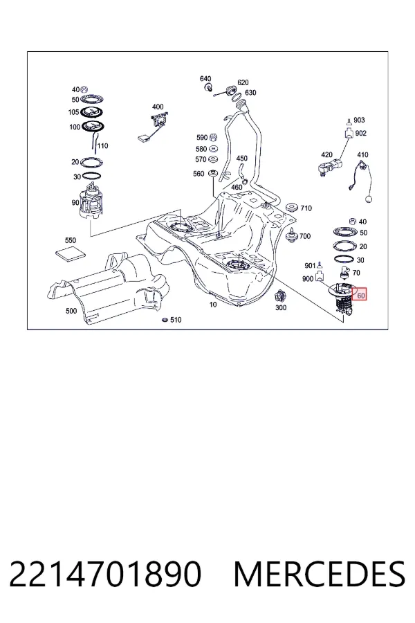 Купить A2214701890 Mercedes Фильтр-отстойник топлива грубой очистки