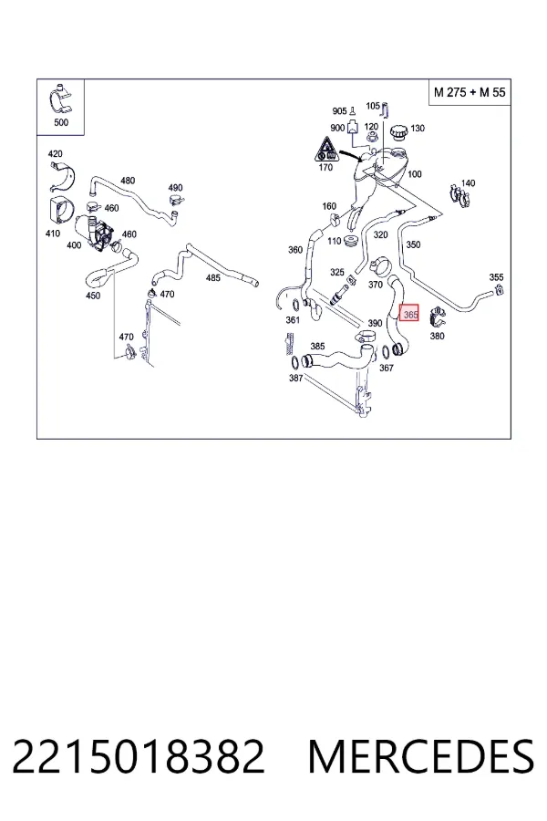 Патрубок радиатора A2215018382 Mercedes