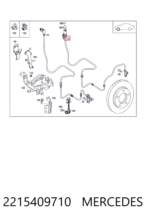 A2215409710 Mercedes Провод датчика износа тормозных колодок передний
