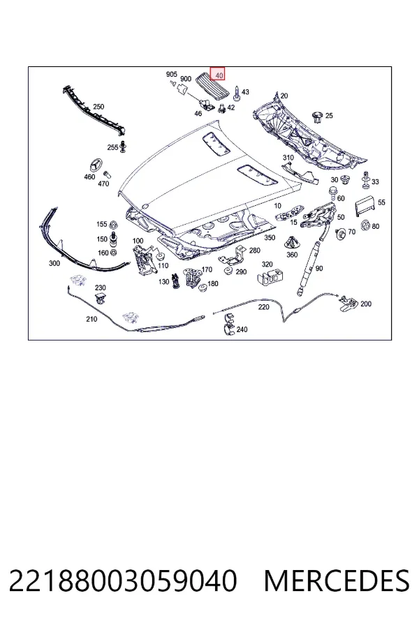 Решетка капота A2218800305 Mercedes