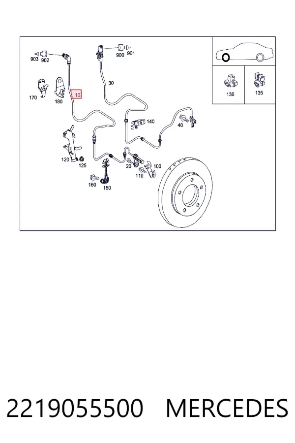 Датчик ABS передний Mercedes A2219055500