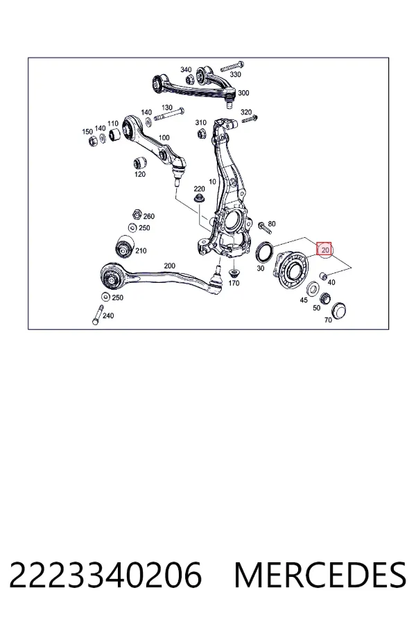 Передняя ступица A2223340206 Mercedes