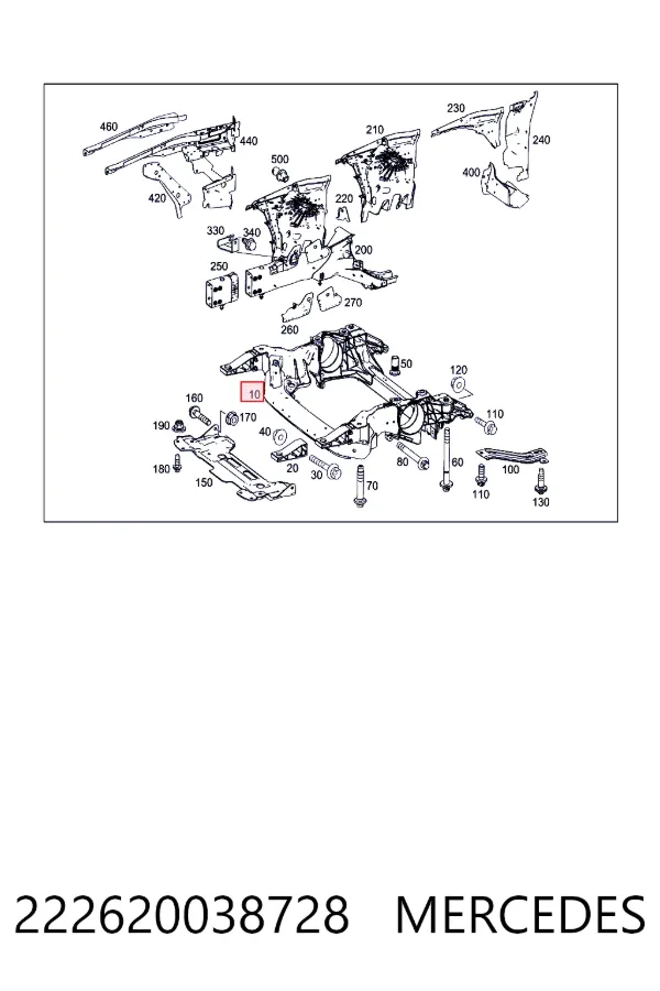 Купить A2226200387 Mercedes Поперечина передней подвески
