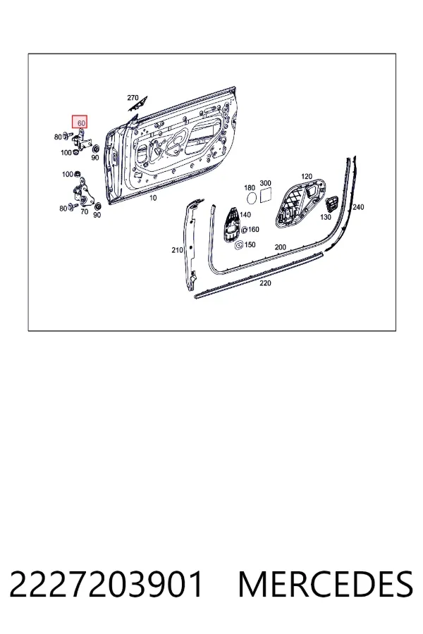 Петля водительской двери Mercedes A2227203901 цена, от 101.62 USD