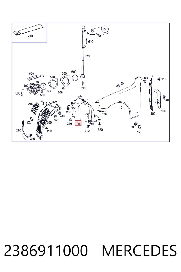 Подкрылок крыла переднего правый задний Mercedes A2386911000 цена, от 74.22 USD