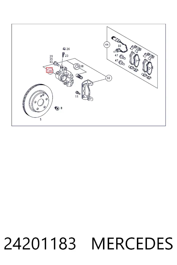 A0024201183 Mercedes Суппорт тормозной задний правый