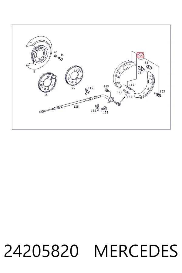 Тормозные колодки стояночного тормоза Mercedes A0024205820 цена, от 24.36 USD